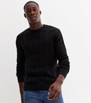 New Look Black Cable Knit Long Sleeve Crew Neck Jumper